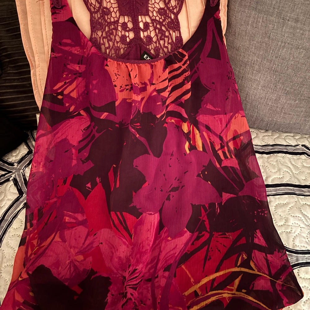 Express Purple and Orange Lace Dress